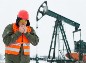 worker outside during winter