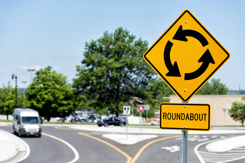 Sign for roundabout intersection