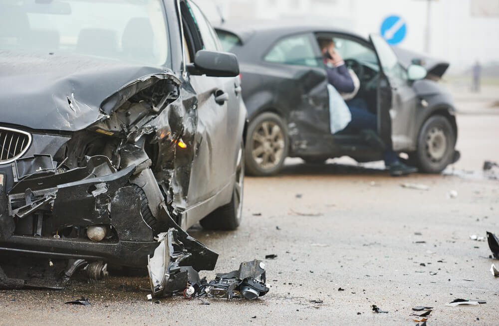 Car accident happening along the highway