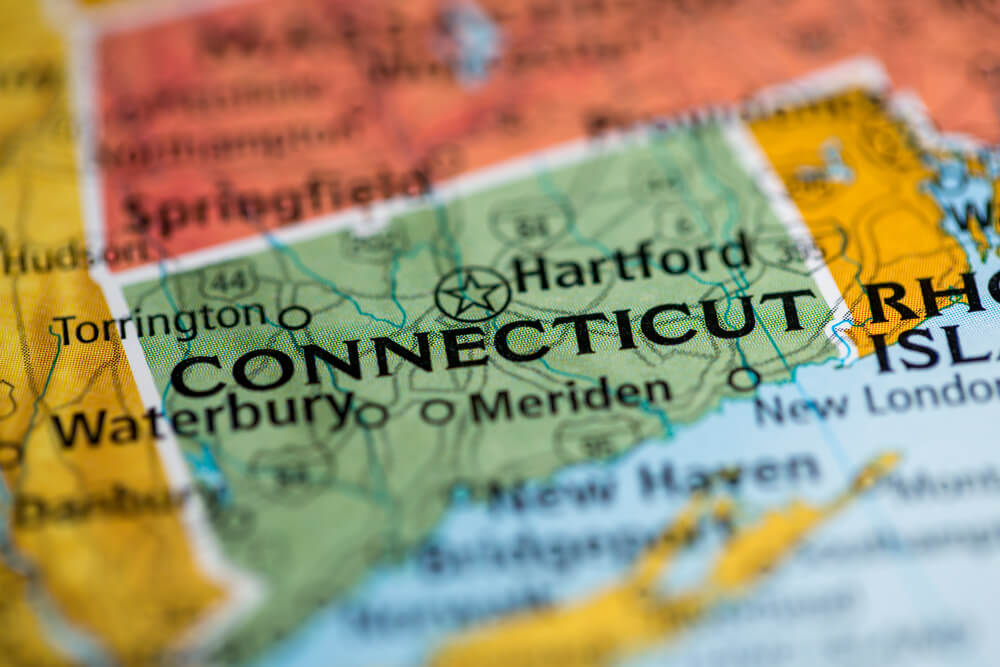 Connecticut map in focus