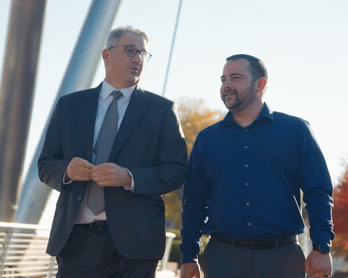 Photo showing attorney and client talking