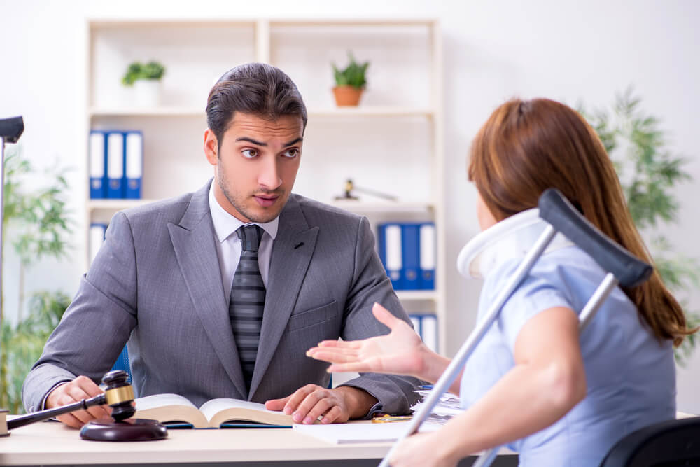Injured lady from work filing for claims.
