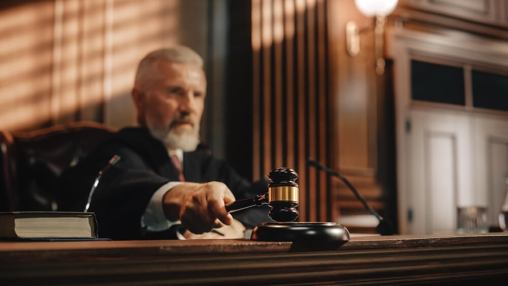 Presiding judge in the court in trial.
