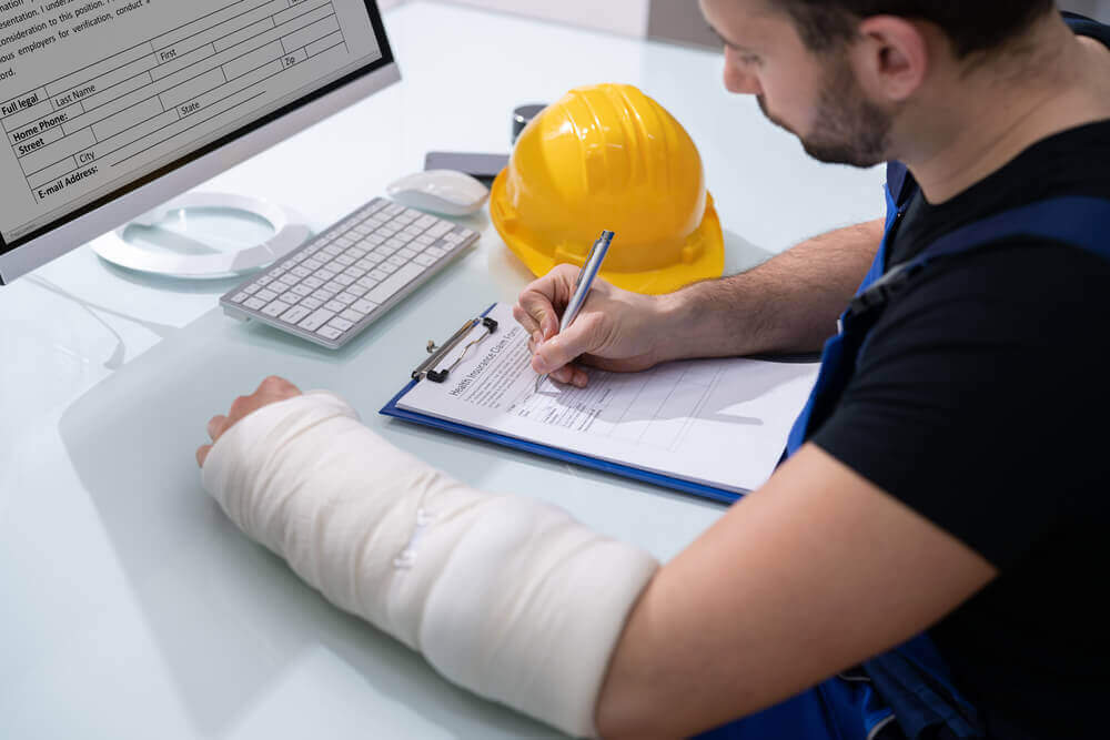 Man injured from work filing for workers compensation claim.