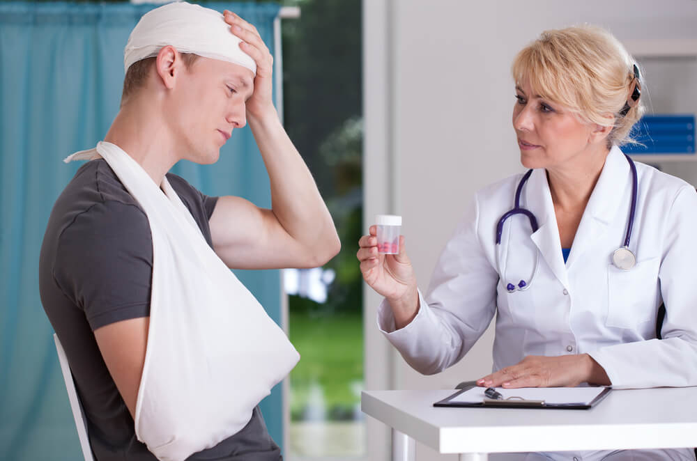 Injured from car accident on medical check up